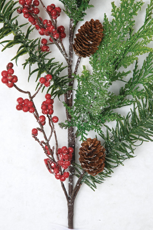 Artificial Pine Fir and Berry Spray, Christmas Greenery