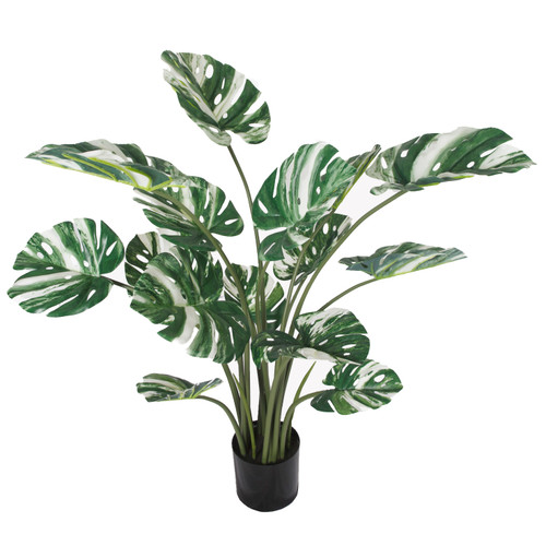 36 in. Artificial Swiss Cheese Philodendron Monstera Leaf Vine Hanging Plant Greenery Foliage Bush