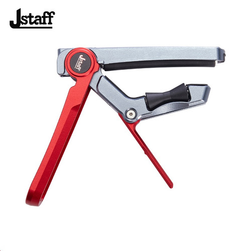 JStaff  S1 Gliding Capo - Aluminum & Silicone Roller Capo for Acoustic & Classical Guitars Red