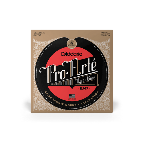 D'Addario EJ47 Pro-Arte 80/20 Bronze Wound Normal Tension Classical Guitar Strings – Warm, Balanced Tone with Smooth Playability