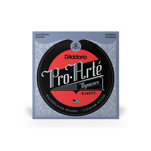 D'Addario EJ45TT Pro-Arte Dynacore Titanium Treble Normal Tension Classical Guitar Strings – Rich, Projecting Tone with Comfortable Playability