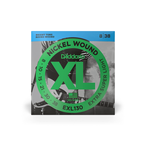 D'Addario EXL130 XL Nickel Wound Extra Super Light Electric Guitar Strings (08-38)– Crisp, Bright Tone with Easy Playability