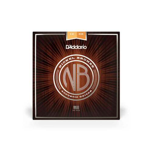 D'Addario NB1256 Nickel Bronze Acoustic Guitar Strings, Light Top/Medium Bottom, 12-56