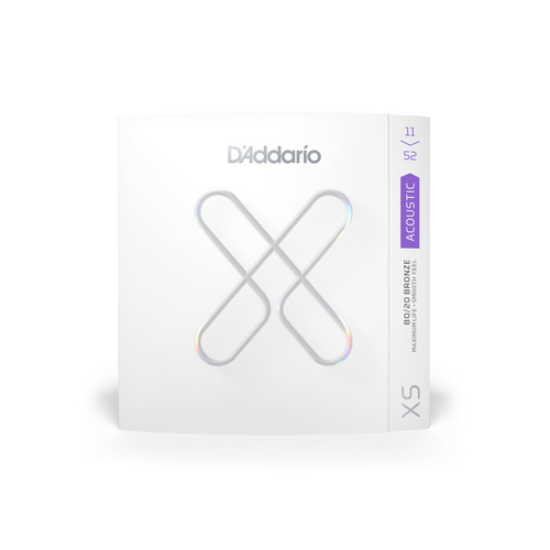 D'Addario XSABR1152 XS Coated 80/20 Bronze Acoustic Guitar Strings, Custom Light, 11-52