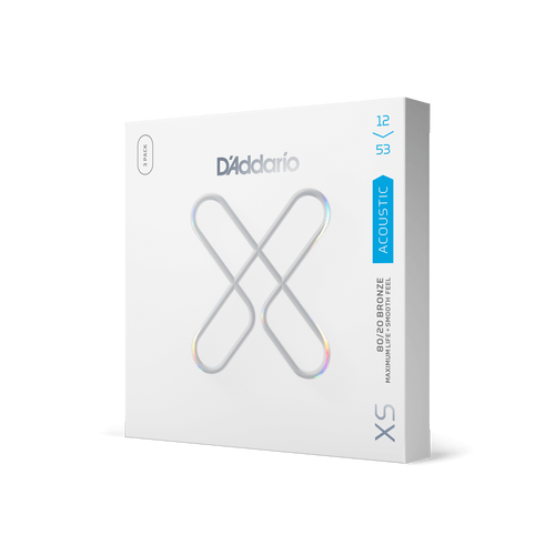 D'Addario XSABR1253-3P XS Coated 80/20 Bronze Acoustic Guitar Strings, Light, 12-53 (3-Pack)