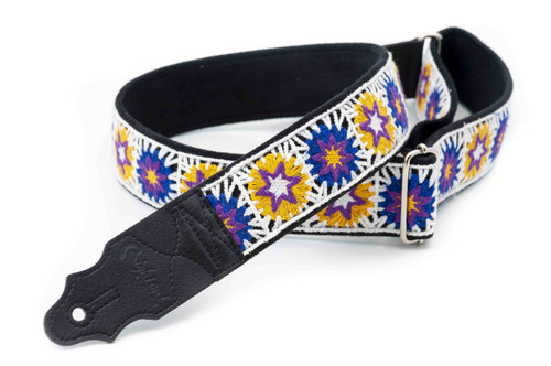 RightOn! Crochet Guitar Strap | Vintage-Inspired Vegan Leather Strap White
