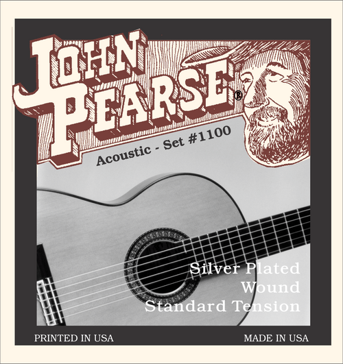 John Pearse 1100 Nylon Classical Guitar Strings - Standard Tension - Full Set with Clear Nylon Trebles & Silver-Plated Basses