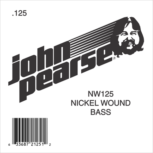 John Pearse NW125 Nickel Round Wound Electric Bass Single String - .125 Gauge, 5th String (Low B)