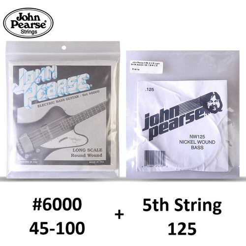 John Pearse 5-String Electric Bass Guitar Strings - Nickel Round Wound Set 45-125 Gauge, Long Scale, Ball End (Custom Assembled)