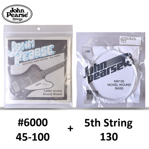 John Pearse 5-String Electric Bass Guitar Strings - Nickel Round Wound Set 45-130 Gauge, Long Scale, Ball End (Custom Assembled)