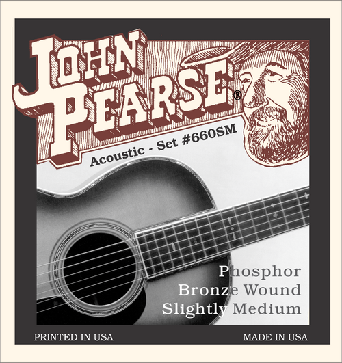 John Pearse 660SM Phosphor Bronze Acoustic Guitar Strings - "Slightly Medium Bluegrass" Gauge 12-56