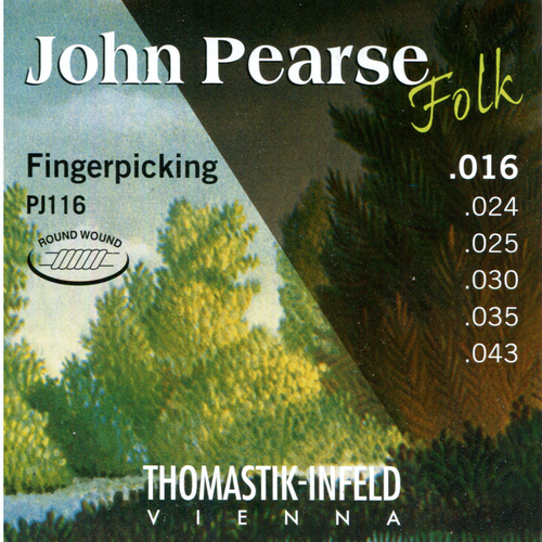 John Pearse x Thomastik-Infeld Folk Fingerpicking Acoustic Guitar Strings - PJ116 Set (All Wound, 16-43)