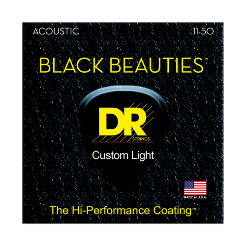 DR Strings BKA-11 K3 Coated Black Beauties Acoustic Guitar Med-L 11-50