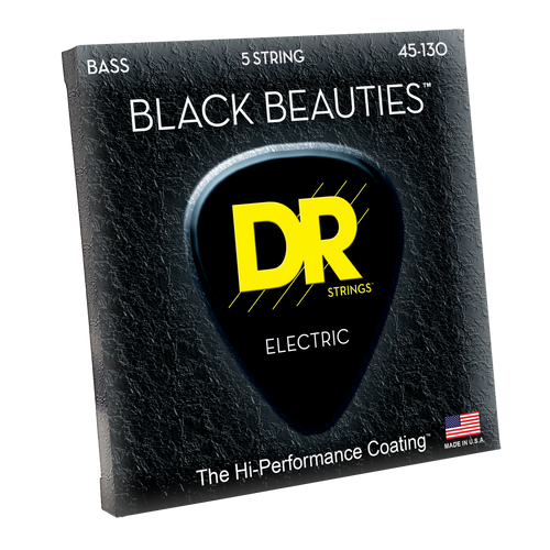 DR Strings BKB5-130 Black Beauties Medium 5-String Bass Guitar Strings