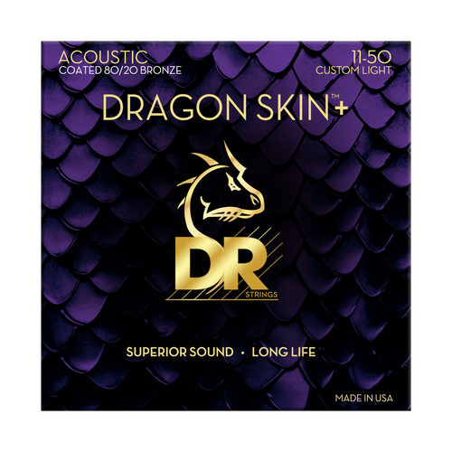 DR Strings DA8-11 Dragon Skin+ Coated 80/20 Bronze Acoustic Guitar Strings