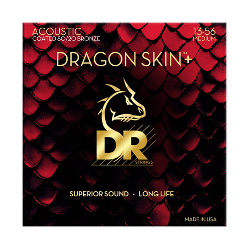 DR Strings DA8-13 Dragon Skin+ Coated 80/20 Bronze Medium Acoustic Guitar Strings