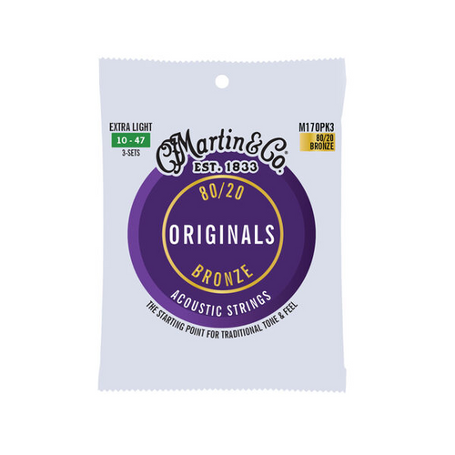 Martin M170PK3 Original 80/20 Bronze Acoustic Strings Extra Light 3-Pack