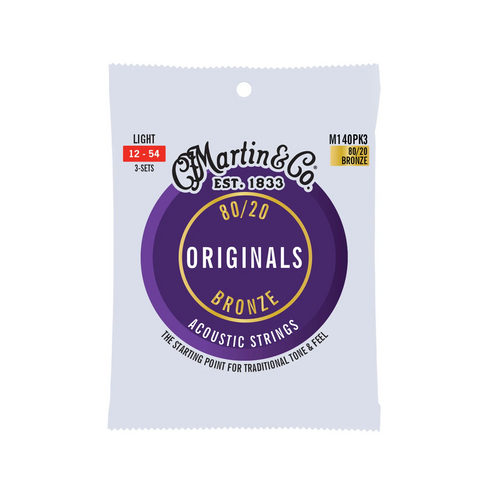 Martin M140PK3 Original 80/20 Bronze Acoustic Strings Light 3-Pack
