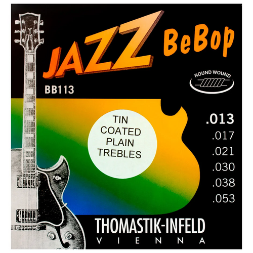 Thomastik-Infeld BB113T Jazz Bebop Round Wound Jazz Guitar Strings Medium Light Tin-Plated Trebles (.013-.053)