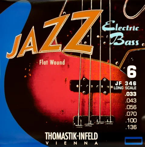 Thomastik-Infeld JF346 Jazz Flat Wound Nickel Bass Guitar Strings 6-String Long Scale (.033-.136)
