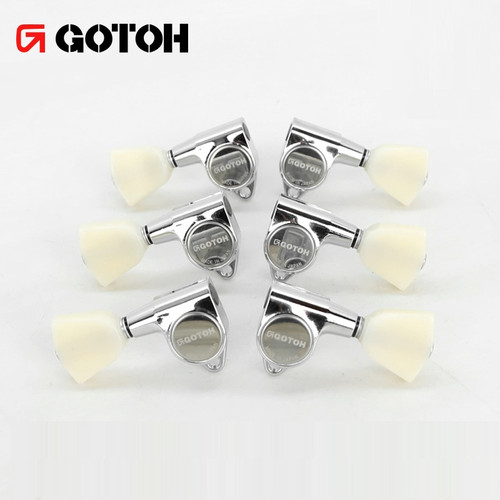 Gotoh SG301-P4N C Guitar Tuning Machines 3Lx3R Set — Chrome, Ivory Buttons