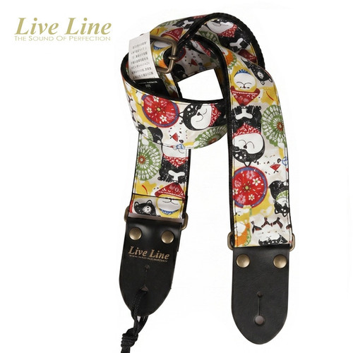 Live Line 2400 Series Guitar Strap — Japanese Dog Pattern Woven, Made in Japan