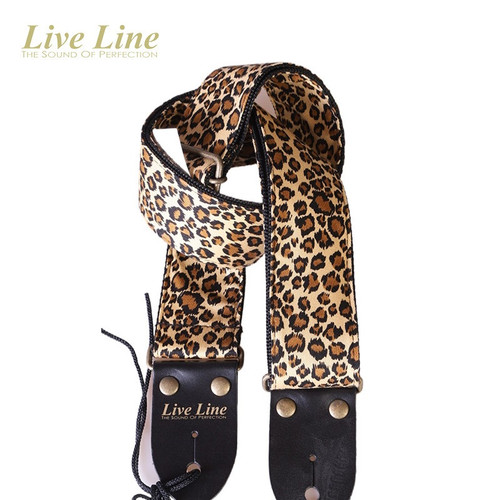 Live Line 2400 Series Cheetah Print Woven Guitar Strap — Made in Japan