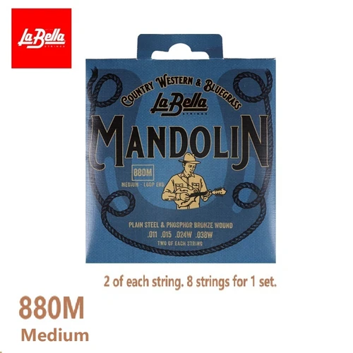 La Bella 880M Mandolin Strings – Phosphor Bronze, Medium 11-38
