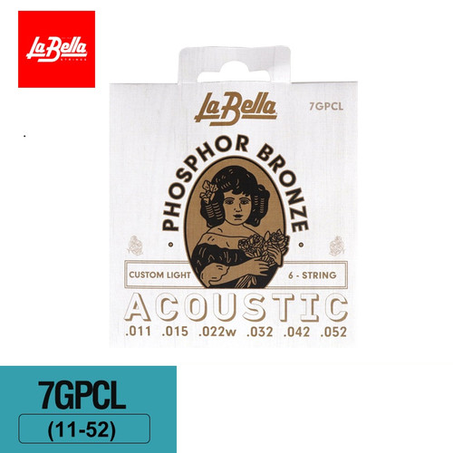 La Bella 7GPCL Phosphor Bronze Acoustic Guitar Strings – Custom Light 11-52