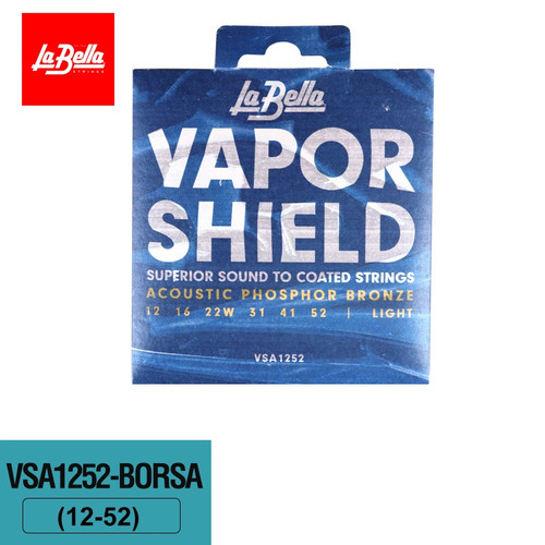 La Bella VSA1252 Vapor Shield Coated Acoustic Guitar Strings – Phosphor Bronze, Light 12-52