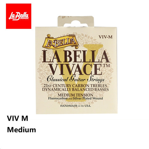 La Bella VIV-M Vivace Classical Guitar Strings – Carbon Trebles, Medium Tension