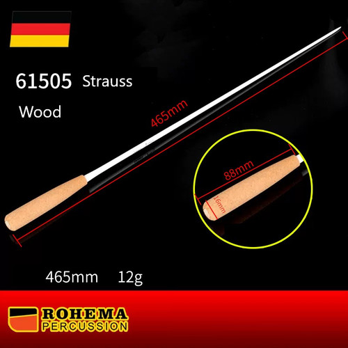 Rohema Strauss Conductor Baton - German Hornbeam, Cork Handle, 465mm