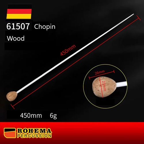 Rohema Chopin Conductor Baton - German Hornbeam, Cork Handle, 450mm