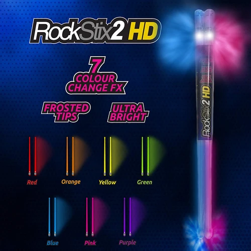 RockStix 2 HD Light-Up LED Drumsticks – 7-Color Change