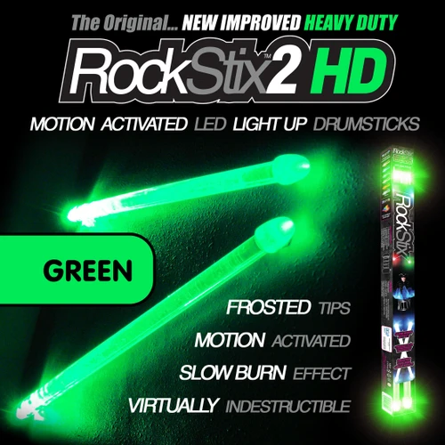 RockStix 2 HD Light-Up LED Drumsticks – Green