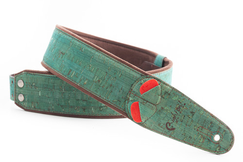 RightOn! Straps Mojo Cork Natural Guitar Strap – Eco-Friendly & Stylish - Teal