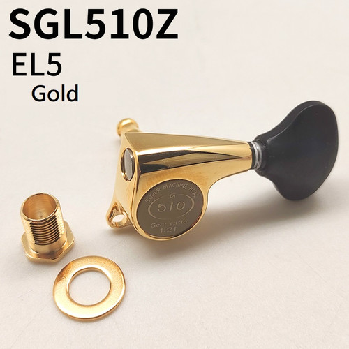 Gotoh SGL510Z-EL5 Tuning Machines L3+R3 - Gold  w/ Ebony Wood Buttons