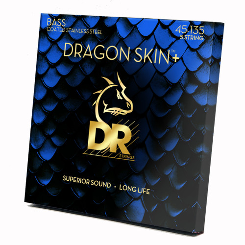 DR Strings DBQ5-135 Dragon Skin+ Quantum Nickel Medium to Heavy 5-String Bass Guitar Strings 45-135