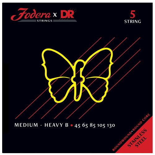 Fodera x DR Strings FSS-45130 Stainless Steel Bass Strings 5-String Medium-Heavy B 45-130