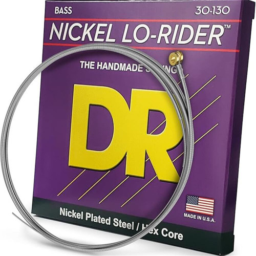 DR Strings NMH6-130 Nickel Lo-Rider Nickel Plated Medium to Heavy 6-String Bass Guitar Strings 30-130