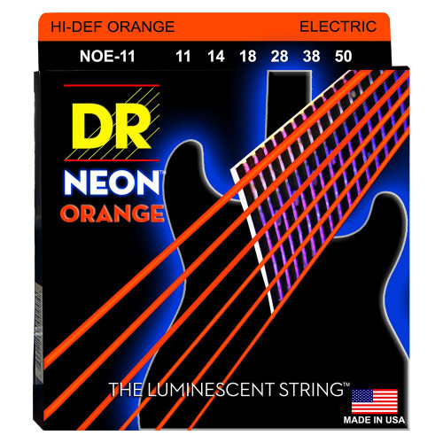DR Strings NOE7-10 Hi-Def Neon Orange Colored Medium 7-String Electric Guitar Strings 10-56
