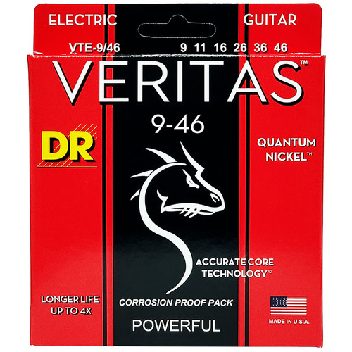 DR Strings VTE-9/46 Veritas Uncoated Nickel Plated Light to Medium Electric Guitar Strings 09-46