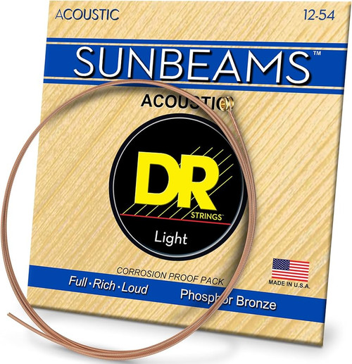 DR Strings RCA-12 Sunbeam Phosphor Bronze Light Acoustic Guitar Strings 12-54