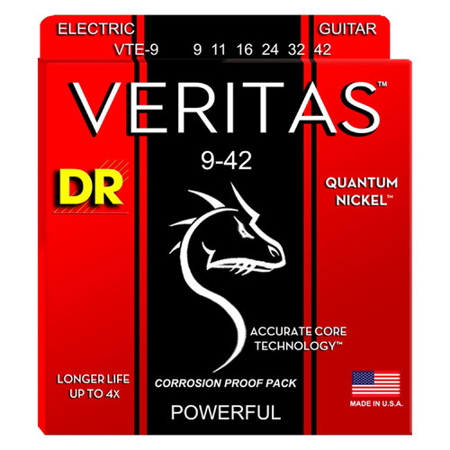 DR Strings VTE-9 Veritas Uncoated Nickel Plated Light Electric Guitar Strings 09-42