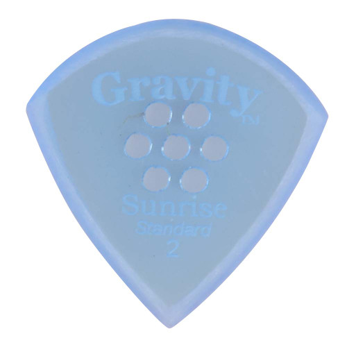 Gravity Sunrise Standard 2.0mm Blue Master Finish Guitar Pick, Multi-Hole Grip