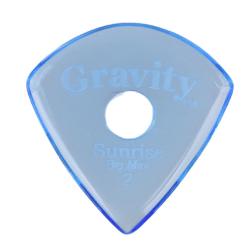 Gravity Sunrise Big Mini 2.0mm Blue Polished Guitar Pick, Round Hole Grip