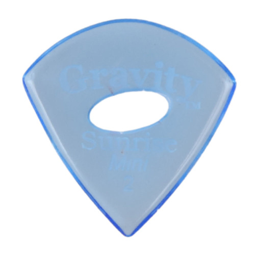 Gravity Sunrise Mini (Jazz) 2.0mm Blue Polished Guitar Pick, Elipse Hole Grip