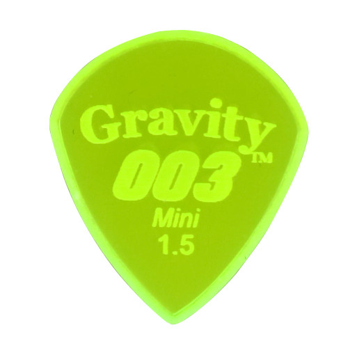 Gravity 003 Mini (Jazz) 1.5mm Fluorescent Green Master Finish Guitar Pick