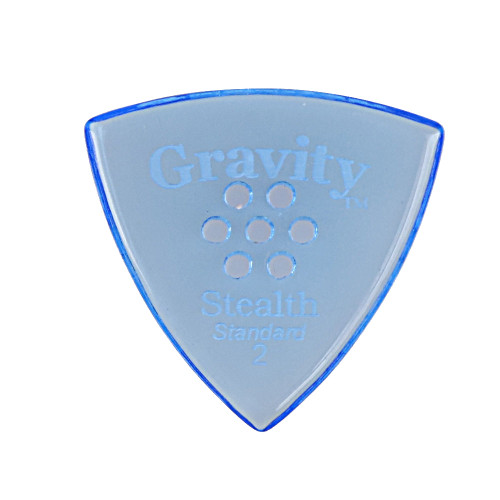 Gravity Stealth Standard 2.0mm Blue Polished Guitar Pick, Multi-Hole Grip