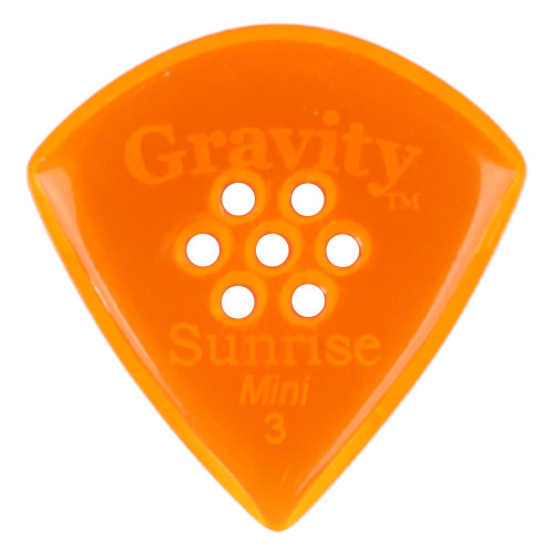 Gravity Sunrise Mini (Jazz) 3.0mm Orange Polished Guitar Pick, Multi-Hole Grip